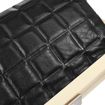 Chanel Chocolate Bar Frame Quilted Lambskin, Black, Leather, Shoulder Bag