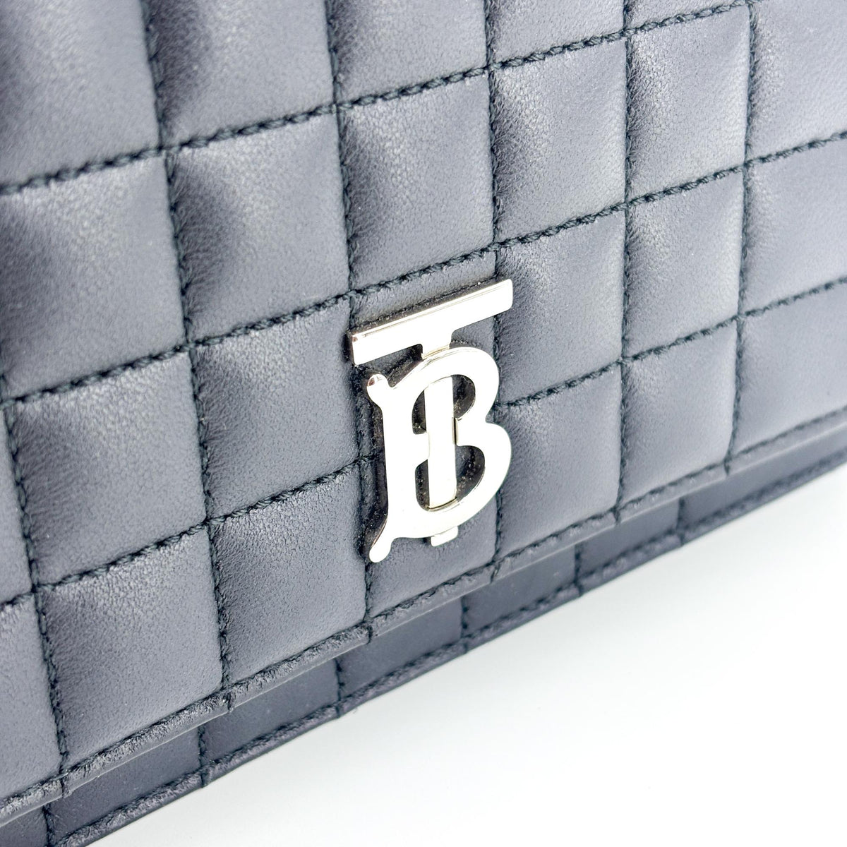 Burberry Lola Quilted Lambskin, Navy, Leather, Shoulder Bag