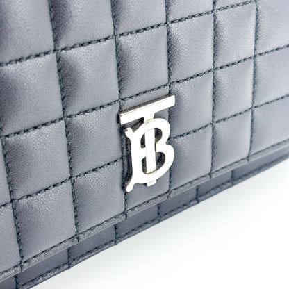 Burberry Lola Quilted Lambskin, Navy, Leather, Shoulder Bag