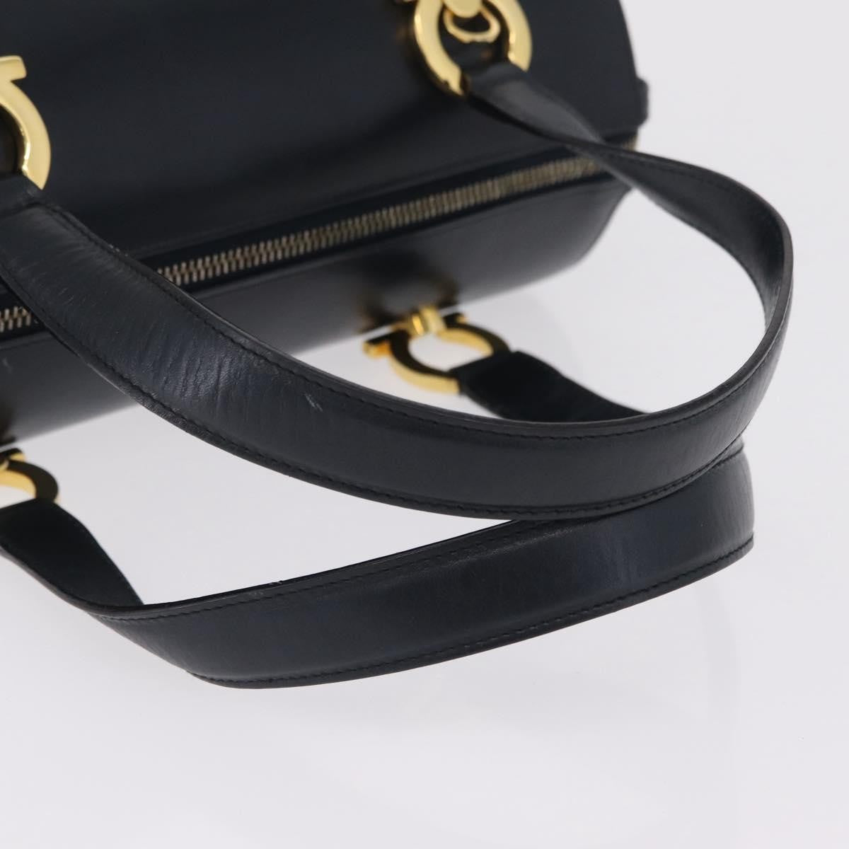 Salvatore Ferragamo Gancini Leather, Navy, Leather, Handbag