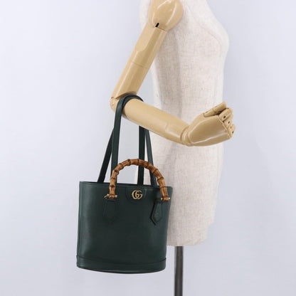 Gucci Diana Bamboo Handle Round Tote Leather, Green, Leather, Tote Bag