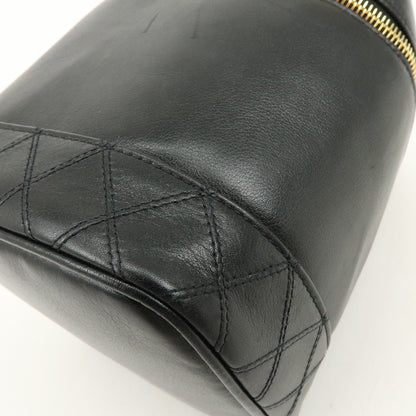 Chanel Vintage Cosmetic Case Lambskin, Black, Leather, Clutch
