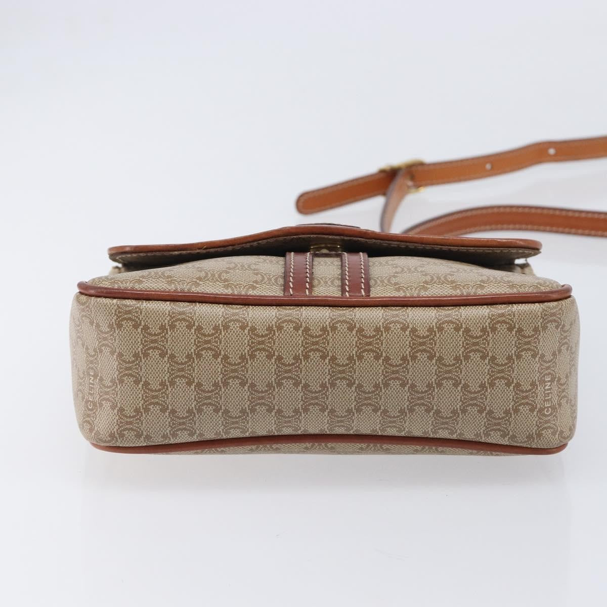 Celine Macadam Shoulder Canvas, Beige, Canvas, Crossbody Bag