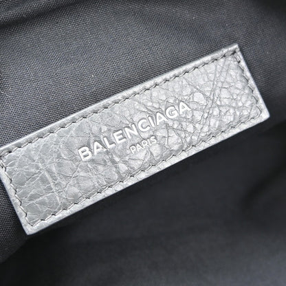 Balenciaga Clip P Leather, Gray, Leather, Clutch