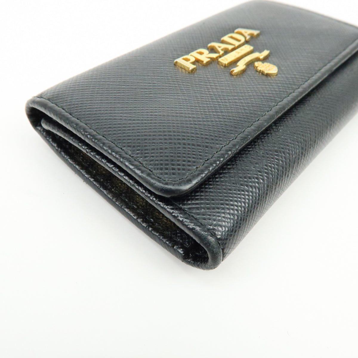 Prada Flap Saffiano Leather, Black, Leather, Wallet