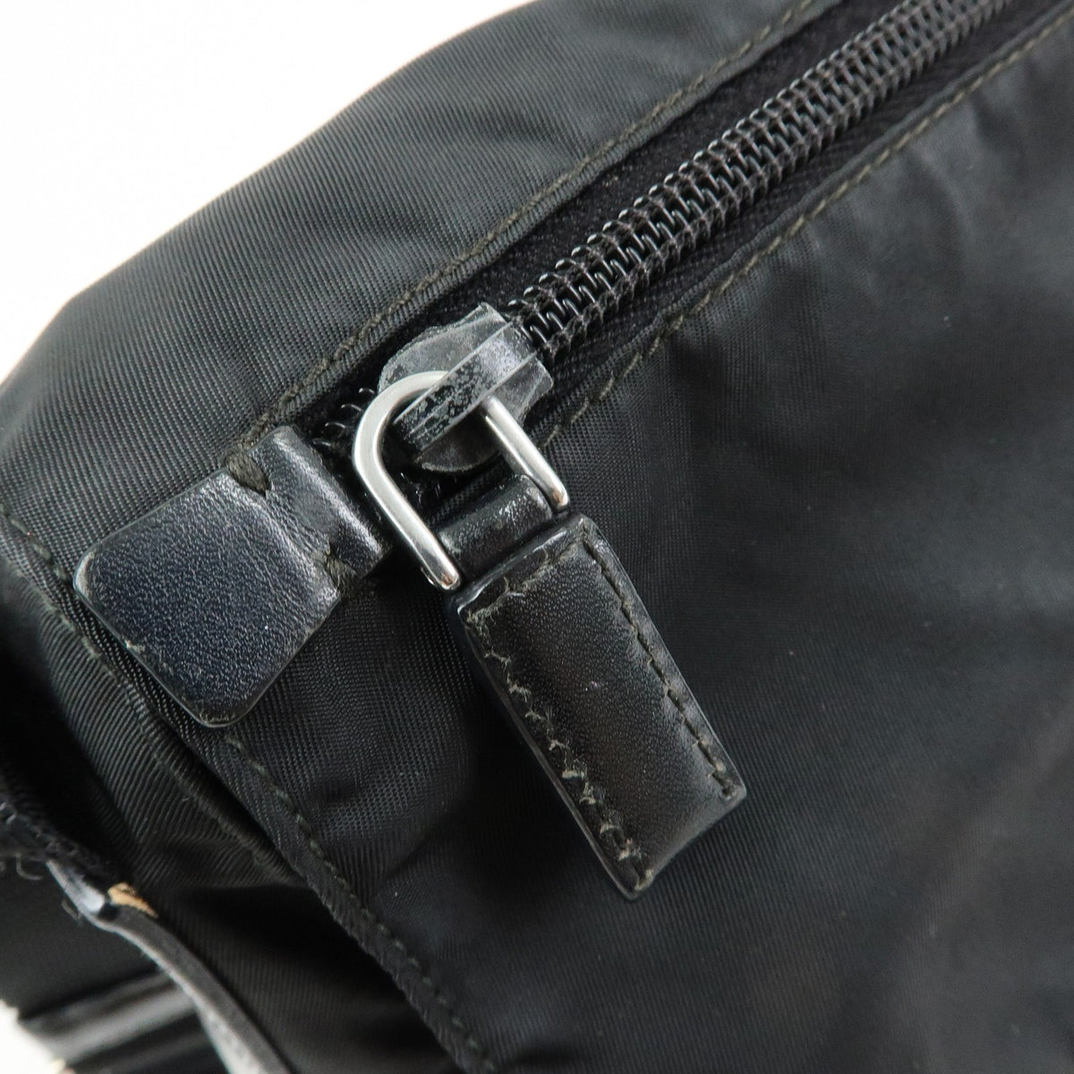 Prada Zip Buckle Messenger Tessuto, Black, Nylon, Handbag
