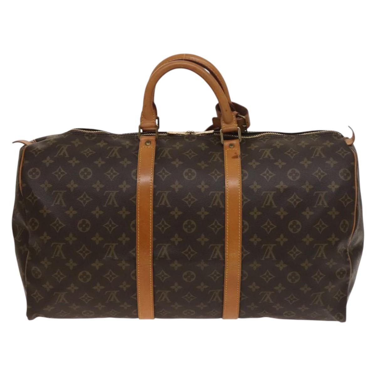 Louis Vuitton Keepall Bag Monogram Canvas, BROWN, CANVAS, Travel bag