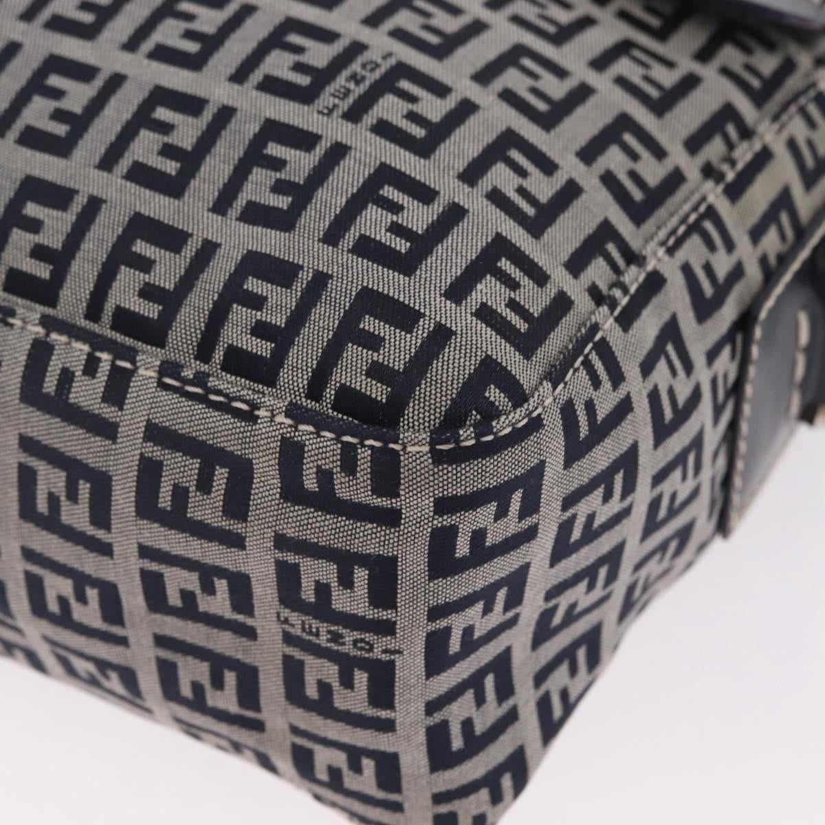 Fendi Shoulder Zucchino Canvas, Navy, Canvas, Shoulder Bag