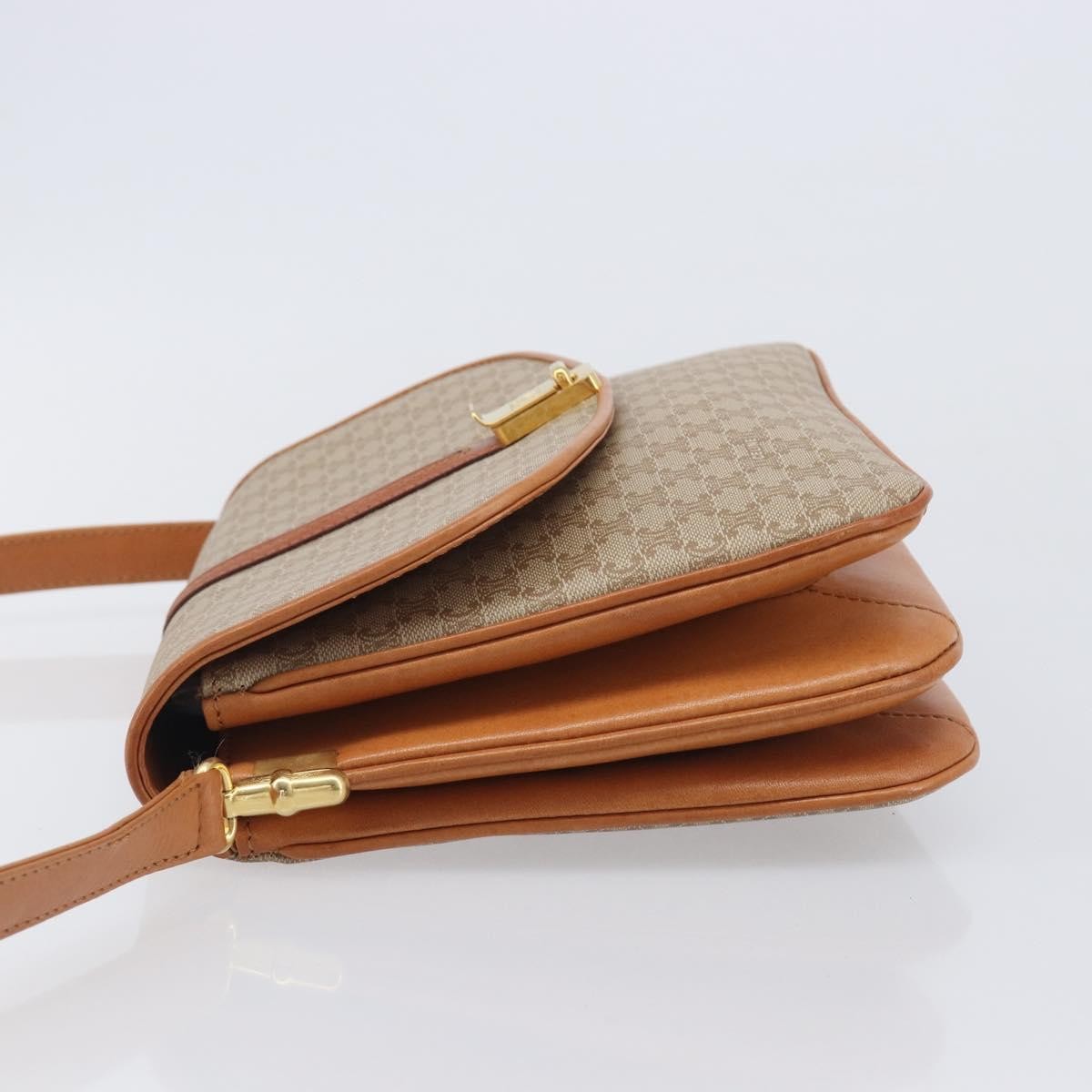 Celine Vintage Macadam Canvas and Leather, Beige, Canvas, Shoulder Bag