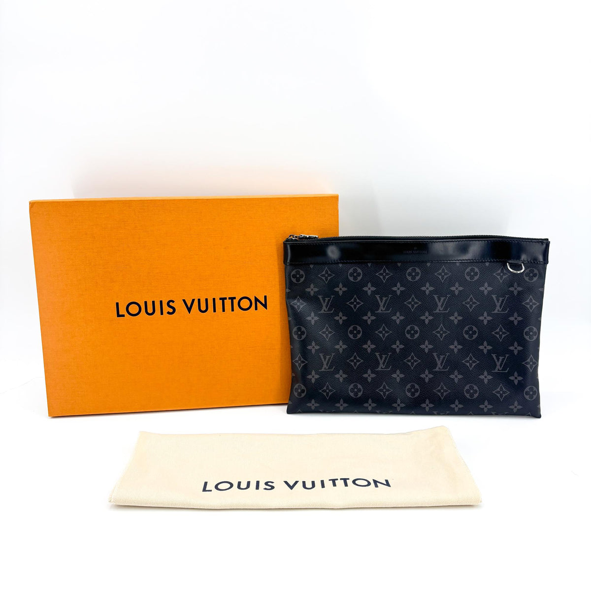 Louis Vuitton Discovery Pochette Monogram Eclipse Canvas, Black, Canvas, Clutch