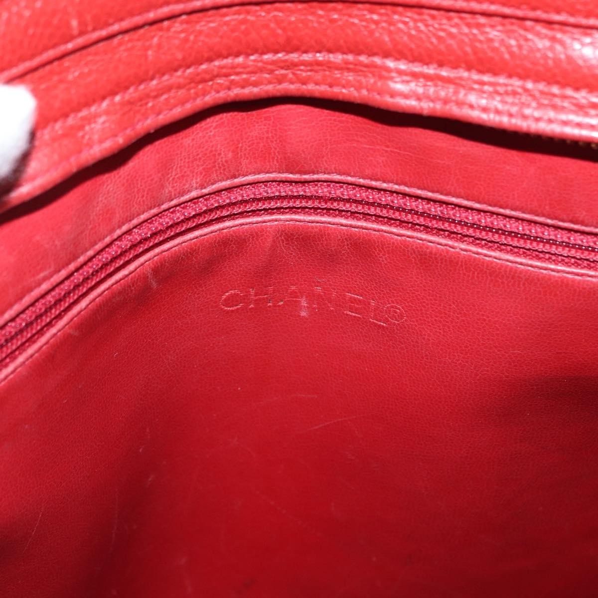 Chanel Vintage Metal CC Caviar, Red, Leather, Shoulder Bag