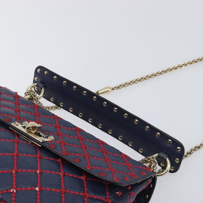 Valentino Garavani Rockstud Spike Flap Quilted Leather, Navy, Leather, Shoulder Bag