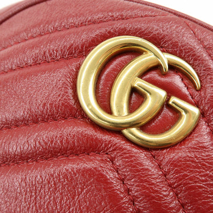 Gucci GG Marmont Round Matelasse Leather, Red, Leather, Shoulder Bag