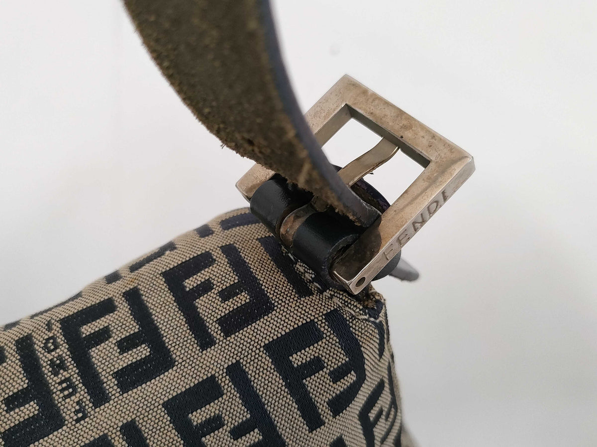 Fendi Zucchino Mamma Baguette Canvas, Beige, Canvas, Shoulder Bag