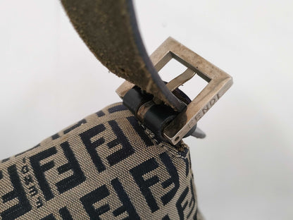 Fendi Zucchino Mamma Baguette Canvas, Beige, Canvas, Shoulder Bag