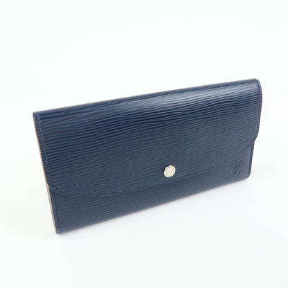Louis Vuitton Emilie Epi Leather, Blue, Leather, Wallet