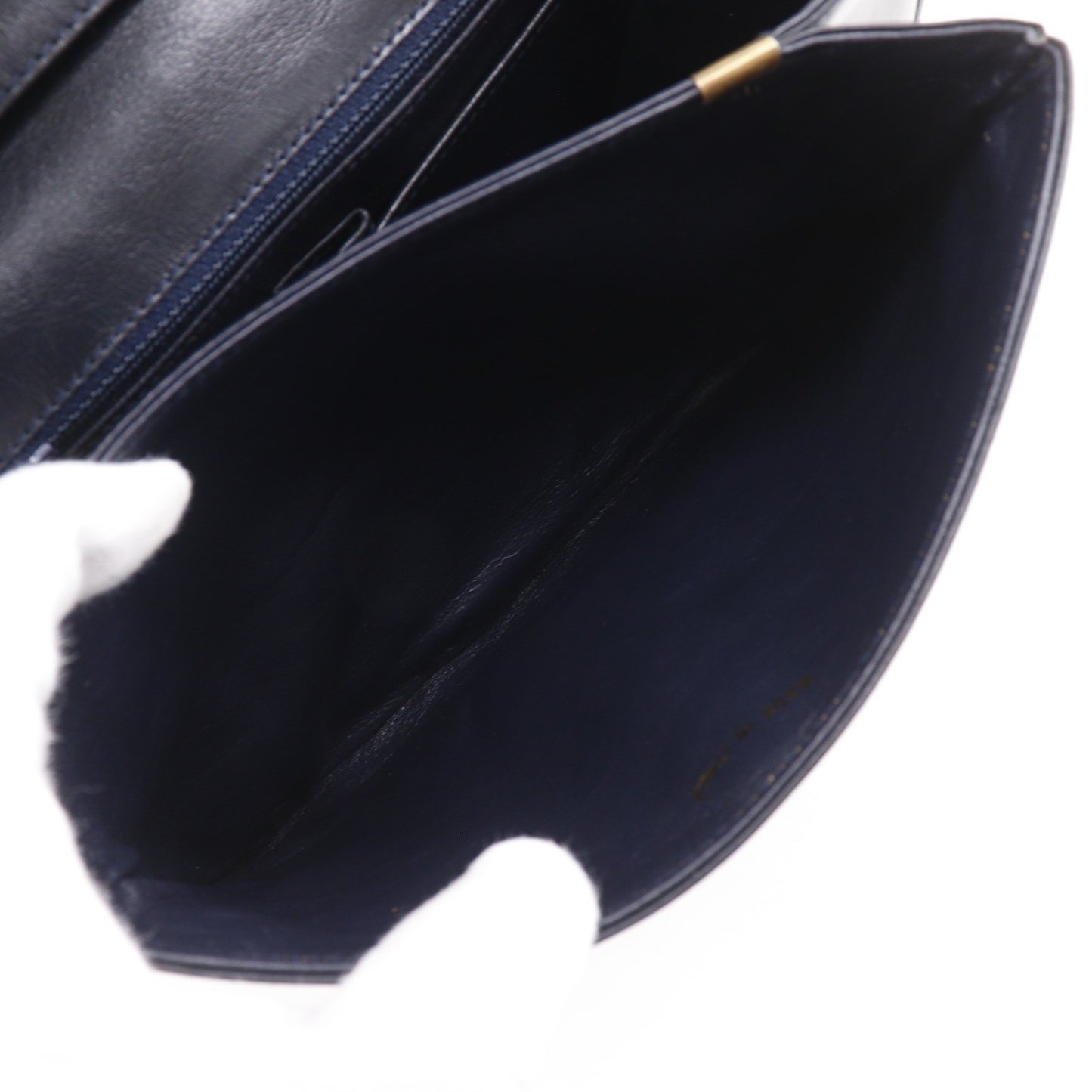 Celine Vintage Triomphe Flap Leather, Black, Calfskin, Shoulder Bag
