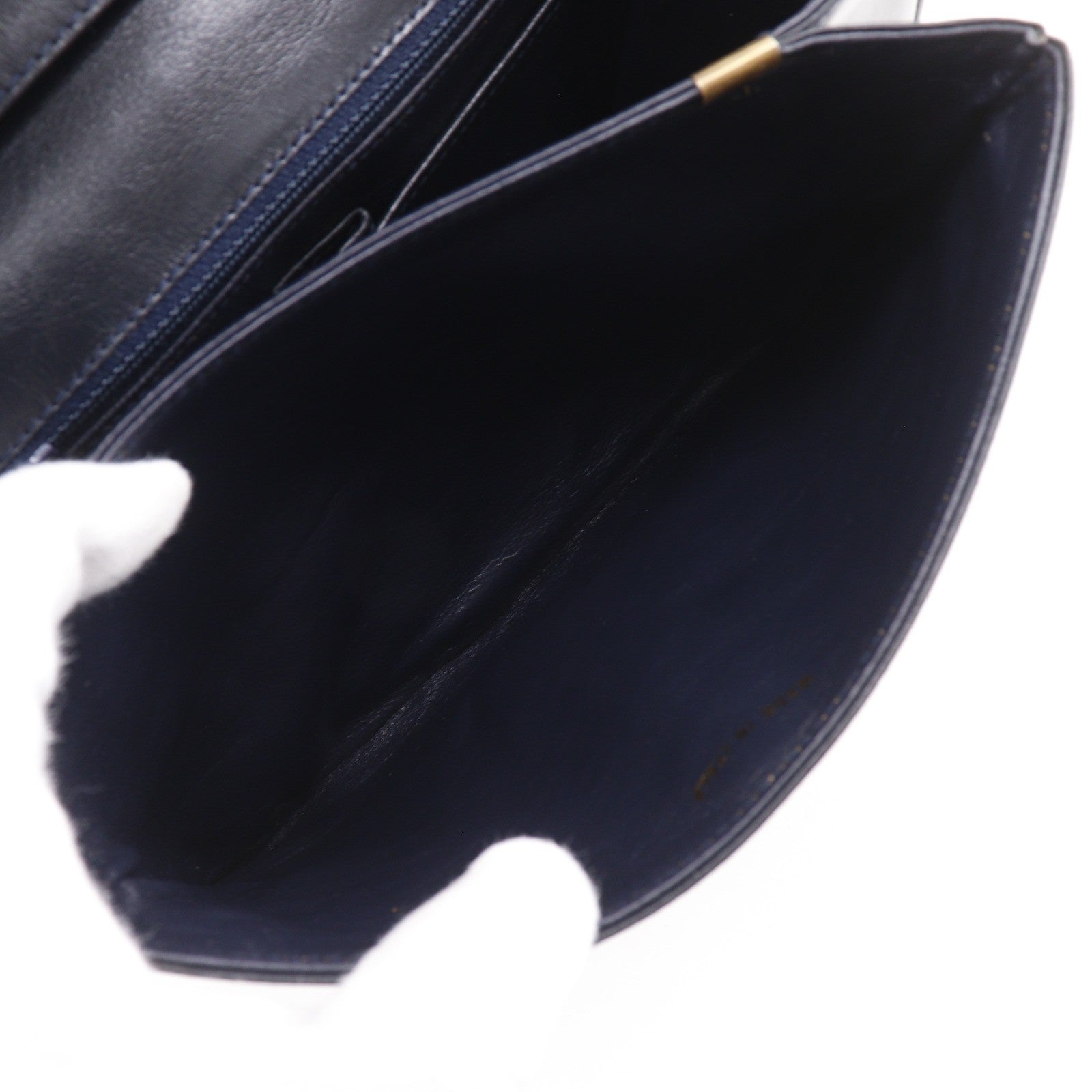 Celine Vintage Triomphe Flap Leather, Black, Calfskin, Shoulder Bag