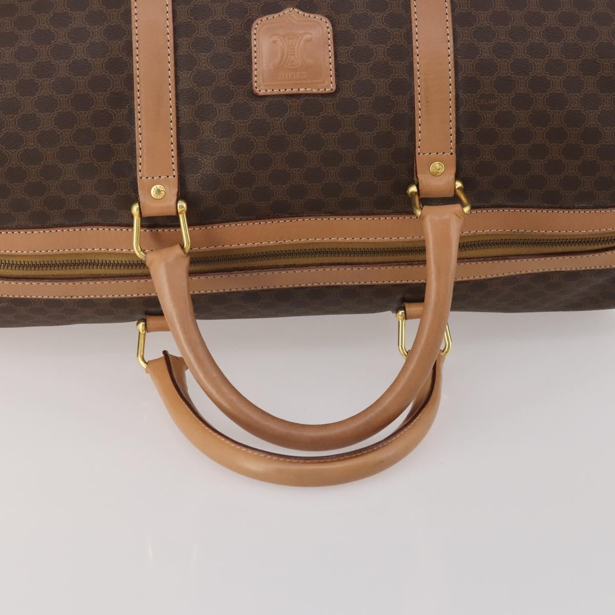 Celine Vintage Duffle Canvas and Leather, Brown, Canvas, Travel Bag