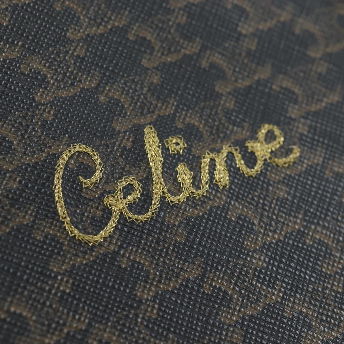 Celine Round Purse on Strap Triomphe Coated Canvas, Black, PVC, Shoulder Bag