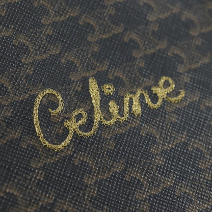 Celine Round Purse on Strap Triomphe Coated Canvas, Black, PVC, Shoulder Bag