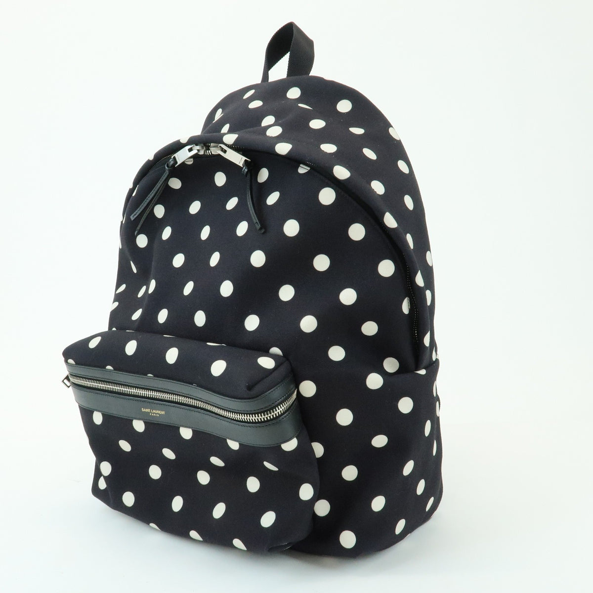 Saint Laurent City Printed Canvas, Black, Canvas, Backpack