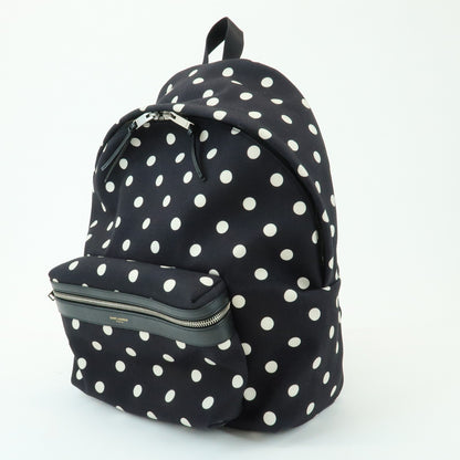 Saint Laurent City Printed Canvas, Black, Canvas, Backpack