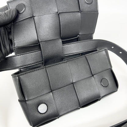 Bottega Veneta Cassette Belt Maxi Intrecciato Leather, Black, Leather, Clutch
