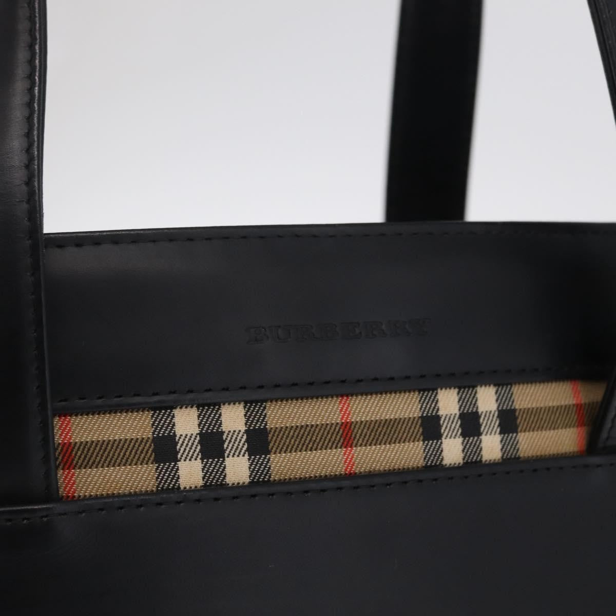 Burberry Nova Check Canvas and Leather, Black, Leather, Handbag
