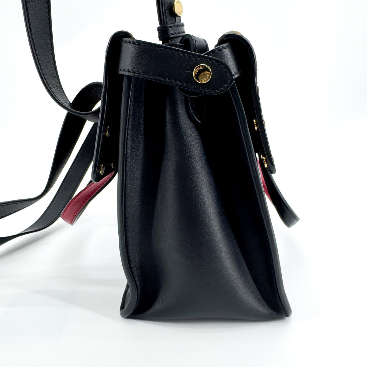Fendi Flip Leather with Suede, Black, Leather, Tote Bag