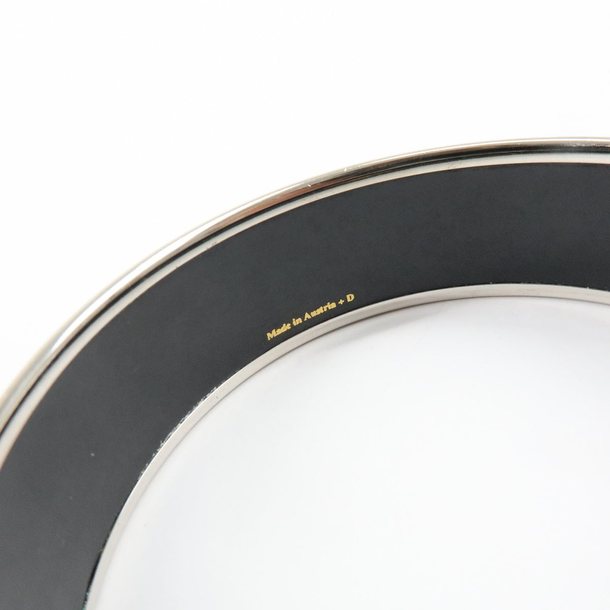 Hermes Bangle Printed Enamel, Silver, Silver Plated, Bracelet