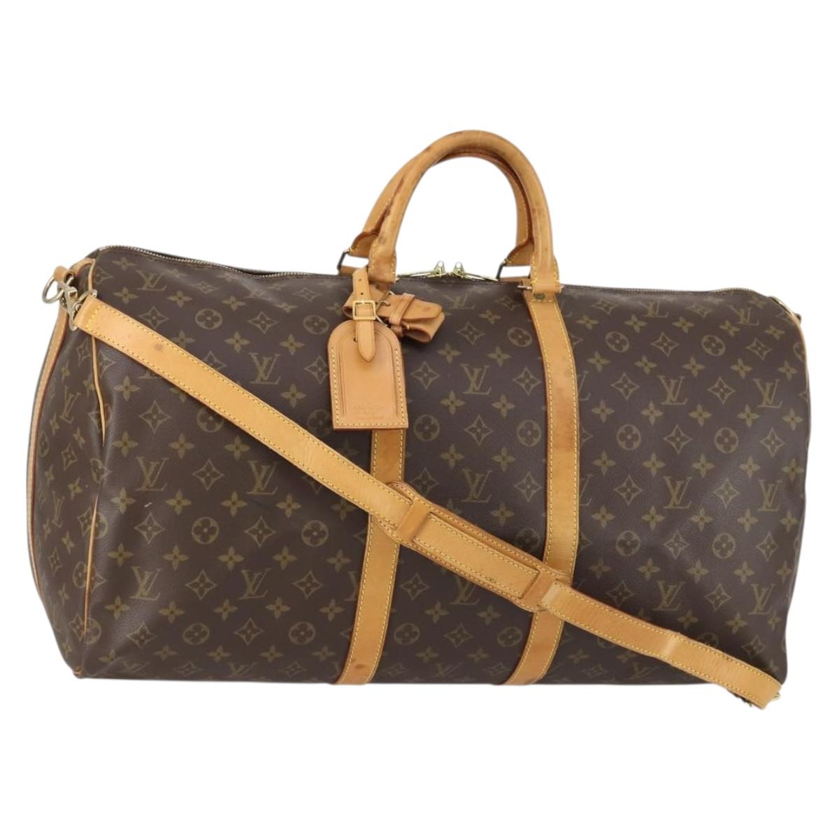 Louis Vuitton Keepall Bandouliere Bag Monogram Canvas, BROWN, CANVAS, Travel bag