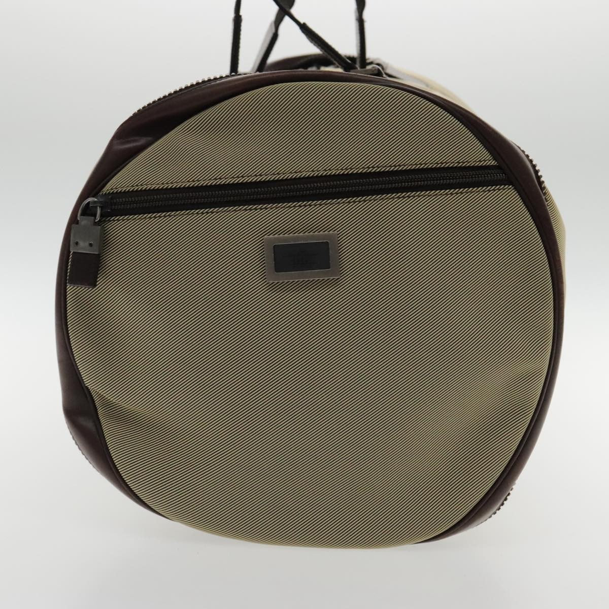 Salvatore Ferragamo Boston Leather, Beige, Canvas, Handbag