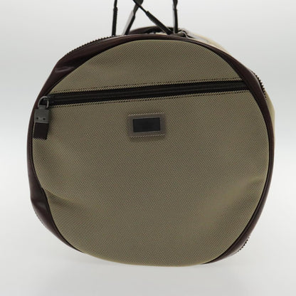 Salvatore Ferragamo Boston Leather, Beige, Canvas, Handbag