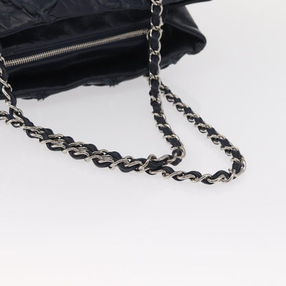 Chanel Ultra Stitch Chain Tote Quilted Calfskin, Navy, Leather, Tote Bag