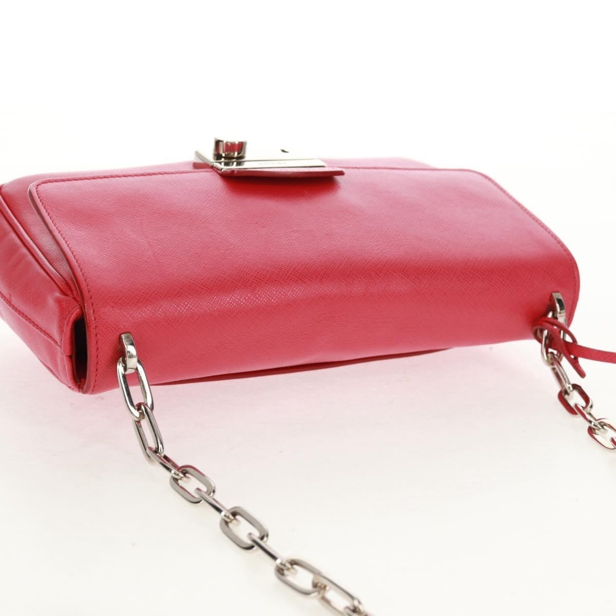 Prada Sound Chain Saffiano Leather, Red, Leather, Shoulder Bag
