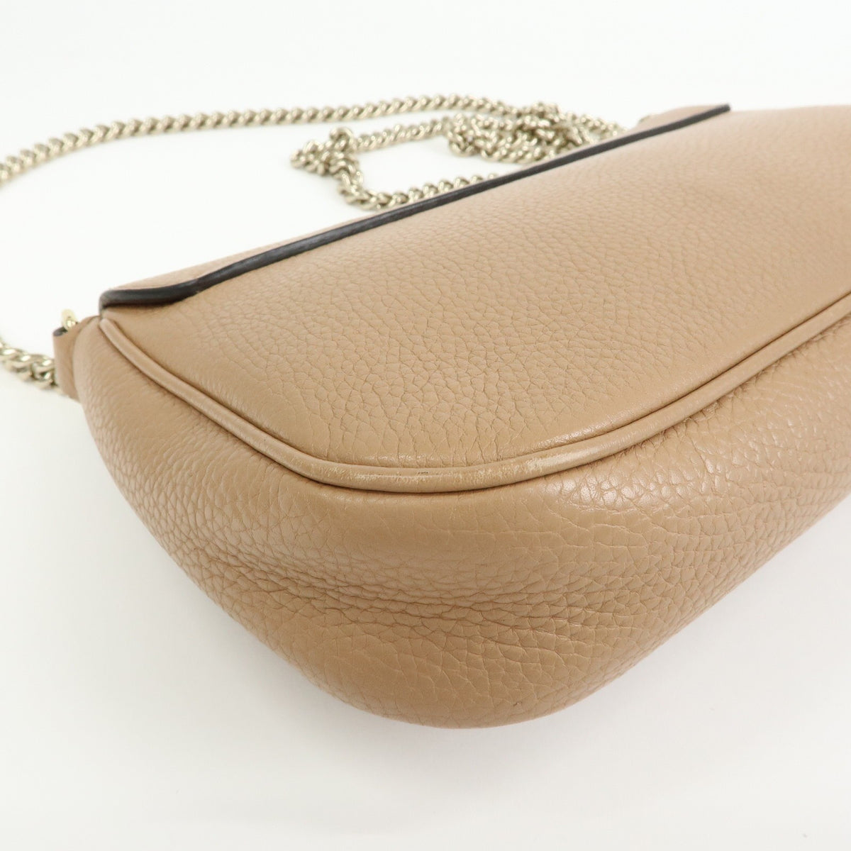 Gucci Soho Chain Leather, Beige, Leather, Crossbody Bag