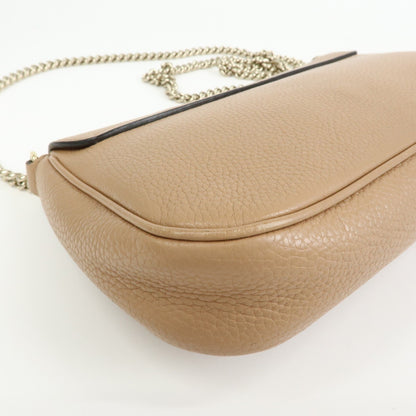 Gucci Soho Chain Leather, Beige, Leather, Crossbody Bag