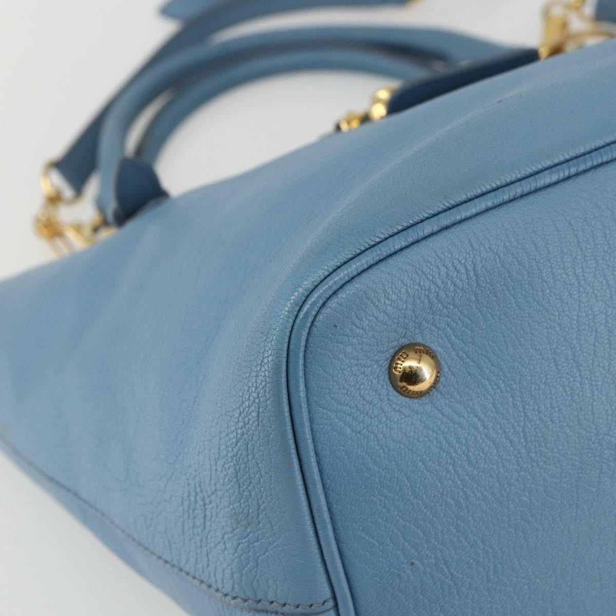Miu Miu Madras Convertible Lock Leather, Blue, Leather, Tote Bag