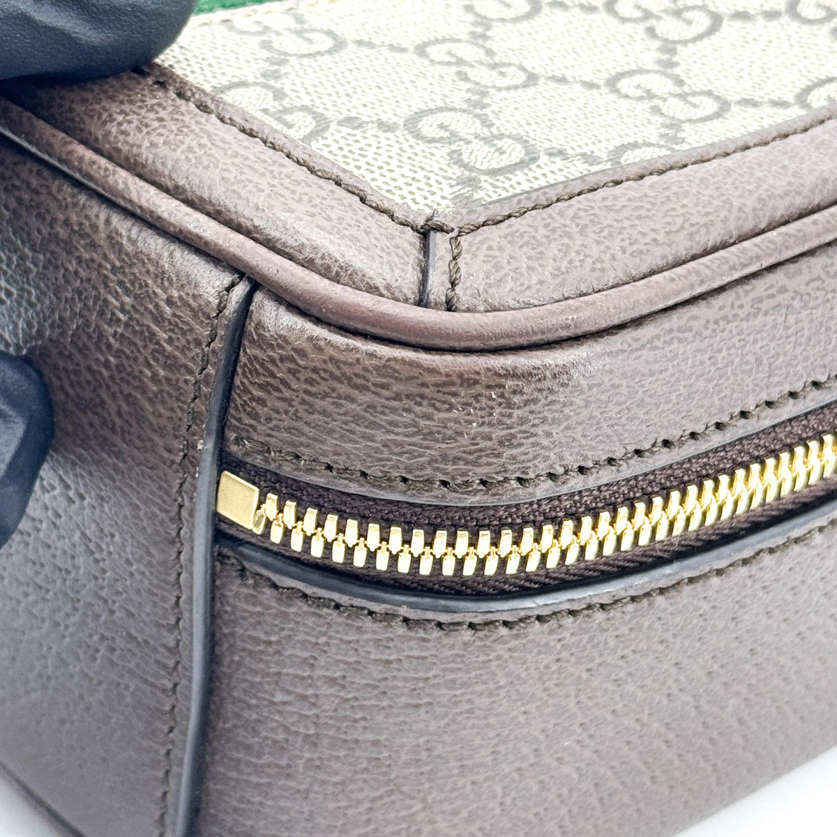 Gucci Ophidia Zip Around Top Handle GG Coated Canvas with Leather, Brown, Canvas, Handbag