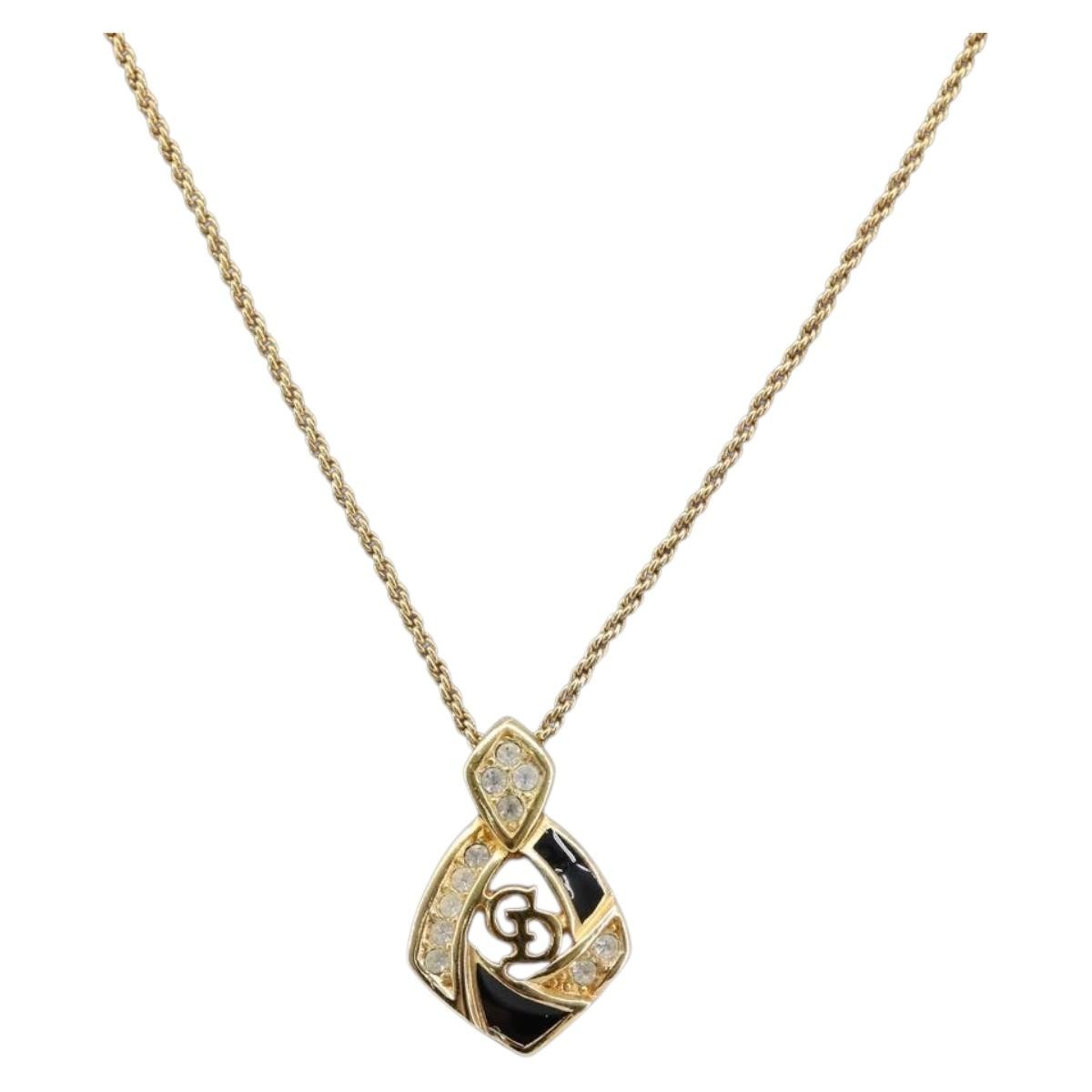 Christian Dior Vintage CD Heart Pendant Metal, Gold, Metal, Necklace