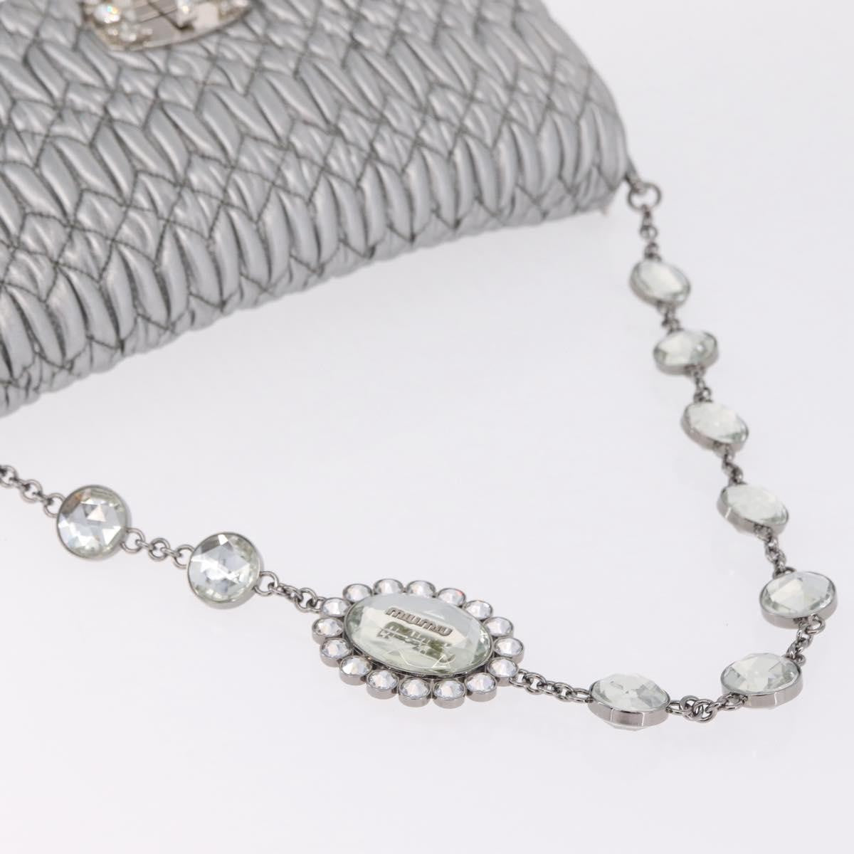 Miu Miu Crystal Clutch Matelasse Leather, Silver, Leather, Clutch