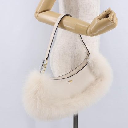 Fendi O'Lock Swing Leather with Fur, White, Leather, Shoulder Bag