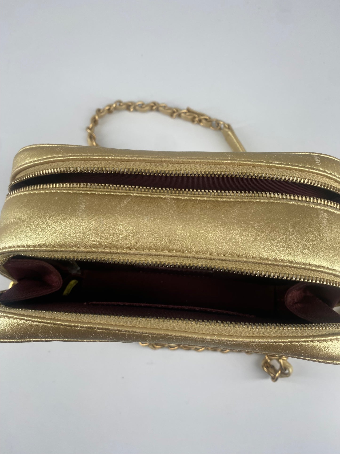 Chanel Camera, Gold, Leather, shoulder