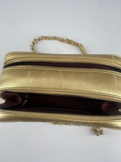 Chanel Camera, Gold, Leather, shoulder