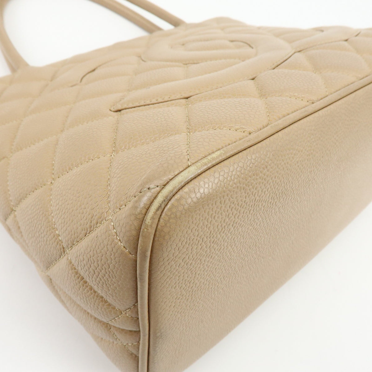 Chanel Medallion Quilted Lambskin, Beige, Leather, Tote Bag