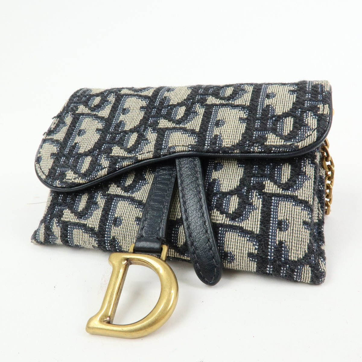 Christian Dior Saddle Pouch Leather, Beige, Canvas, Clutch