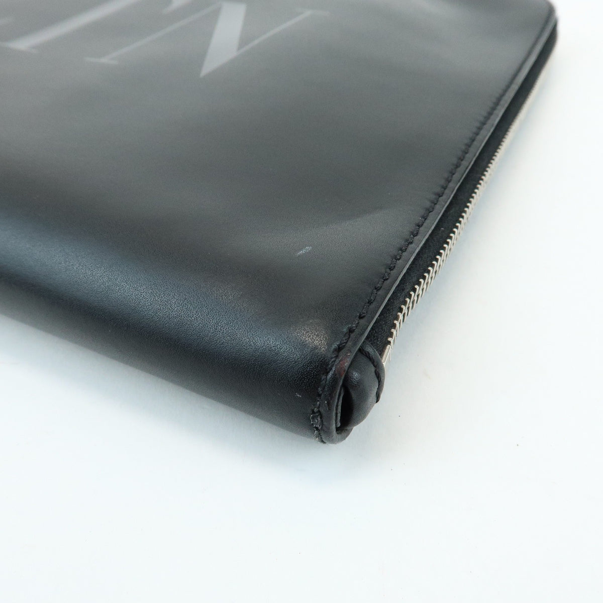 Valentino Garavani VLTN Zip Pouch Printed Leather, Black, Leather, Clutch