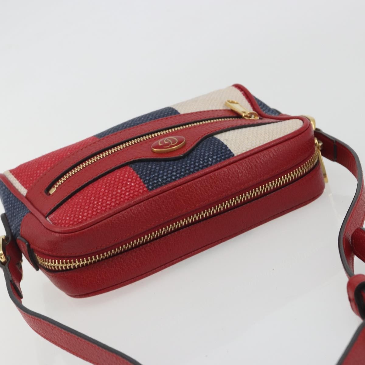 Gucci Ophidia Striped Canvas, Red, Canvas, Shoulder Bag