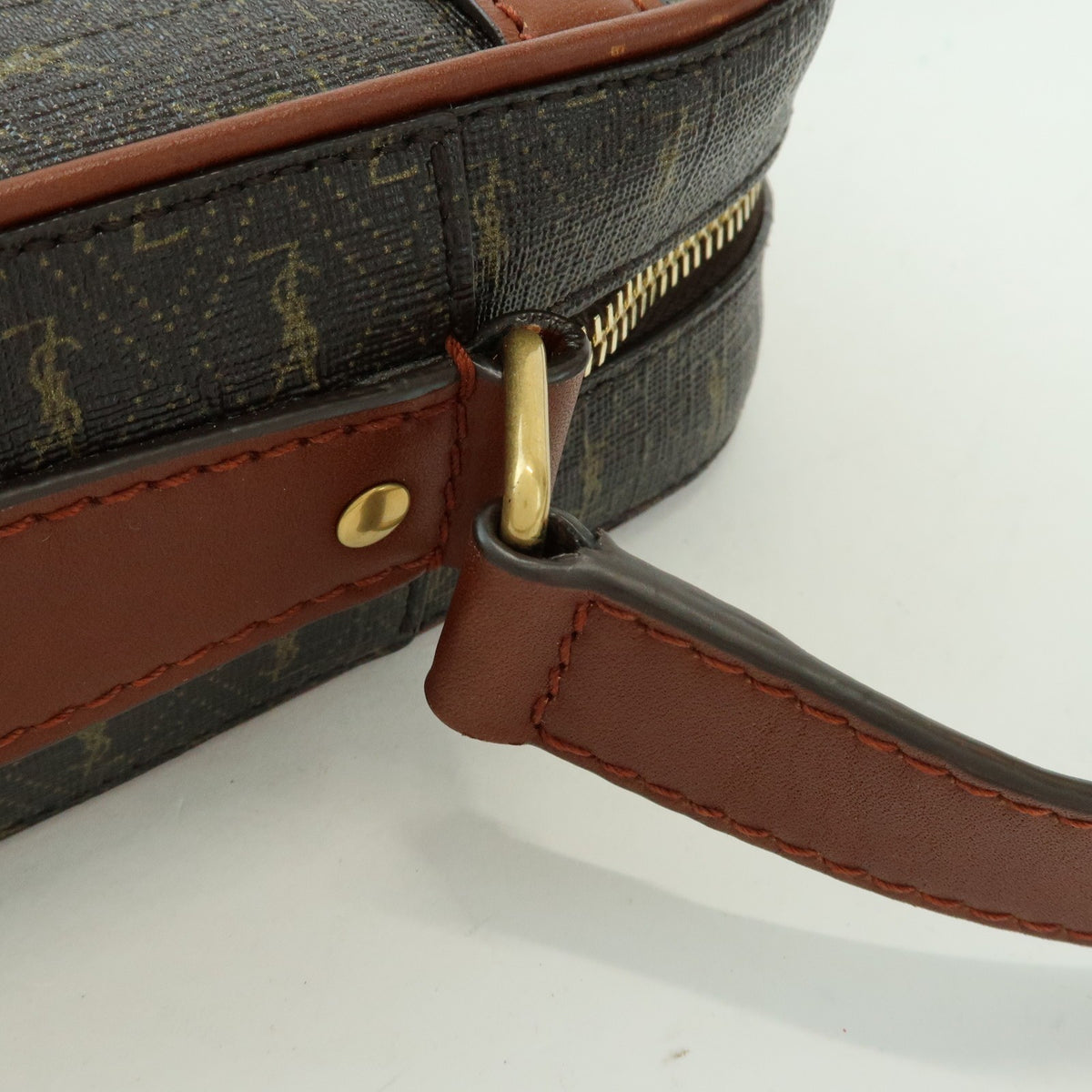 Saint Laurent Le Monogramme Camera Monogram All Over Coated Canvas and Leather, Brown, Canvas, Handbag